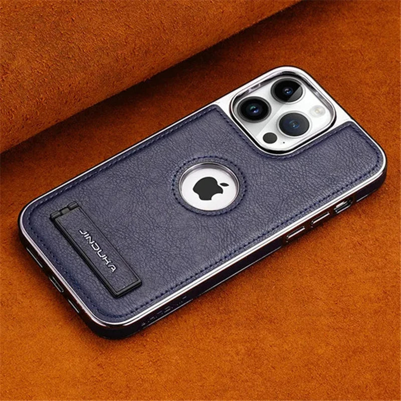 Bumper Leather Folding Kickstand Phone Case.