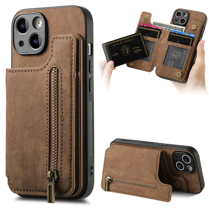 Zipper Cards Solt Wallet Leather Case For iPhone