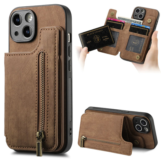 Zipper Cards Solt Wallet Leather Case For iPhone