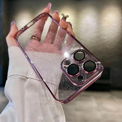 Luxury Transparent Bling Glitter Plating iPhone Case.