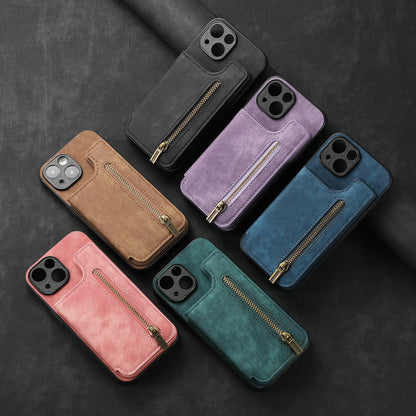 Zipper Cards Solt Wallet Leather Case For iPhone