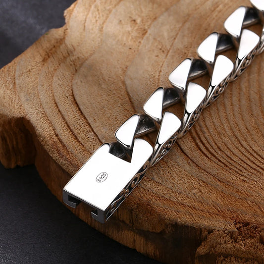 Men's S925 Silver Retro Bar Bracelets.