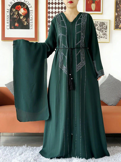 Luxury Design Open Abaya Muslim Women Dress.