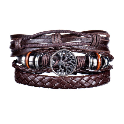 Multilayer Black Leather Jewelry Charm. Bracelets & Bangles for Men. - BLAKESTORE-NG