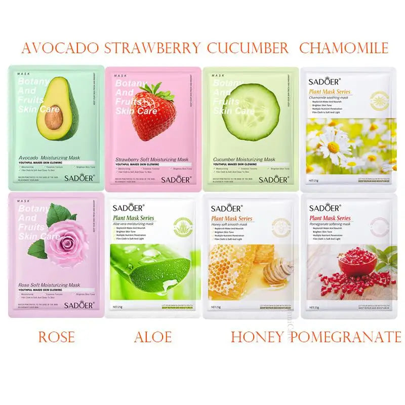 8pcs Natural Plant Beauty Skincare Facial Masks.