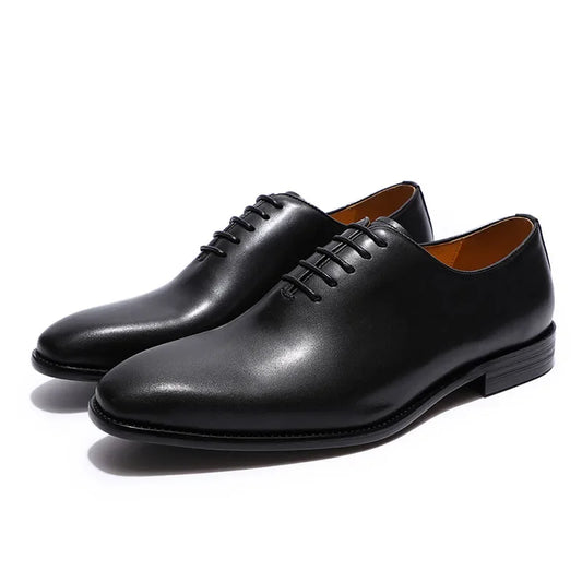 Genuine Cow Leather Mens Wholecut Oxford Shoes.