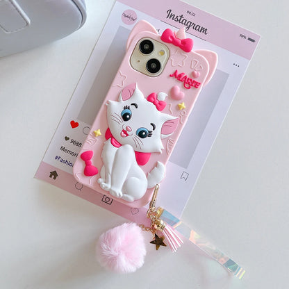 Kawaii Cartoon Marie Cat Case Soft Silicone Cover for iPhone.