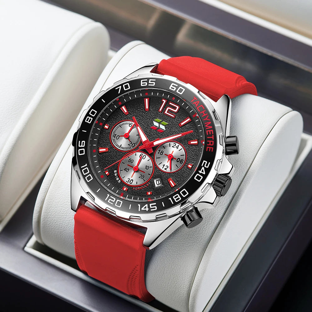 Chronograph Men Luxury Watches with Silicone Band. - BLAKESTORE-NG