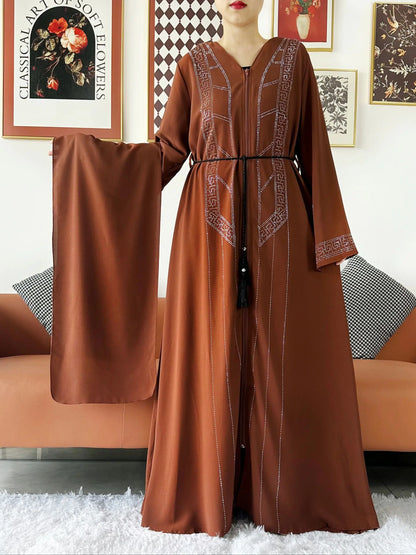 Luxury Design Open Abaya Muslim Women Dress.