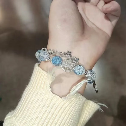 Fantasy Blue Crystal Beads Elastic Rope Bracelet. - BLAKESTORE-NG