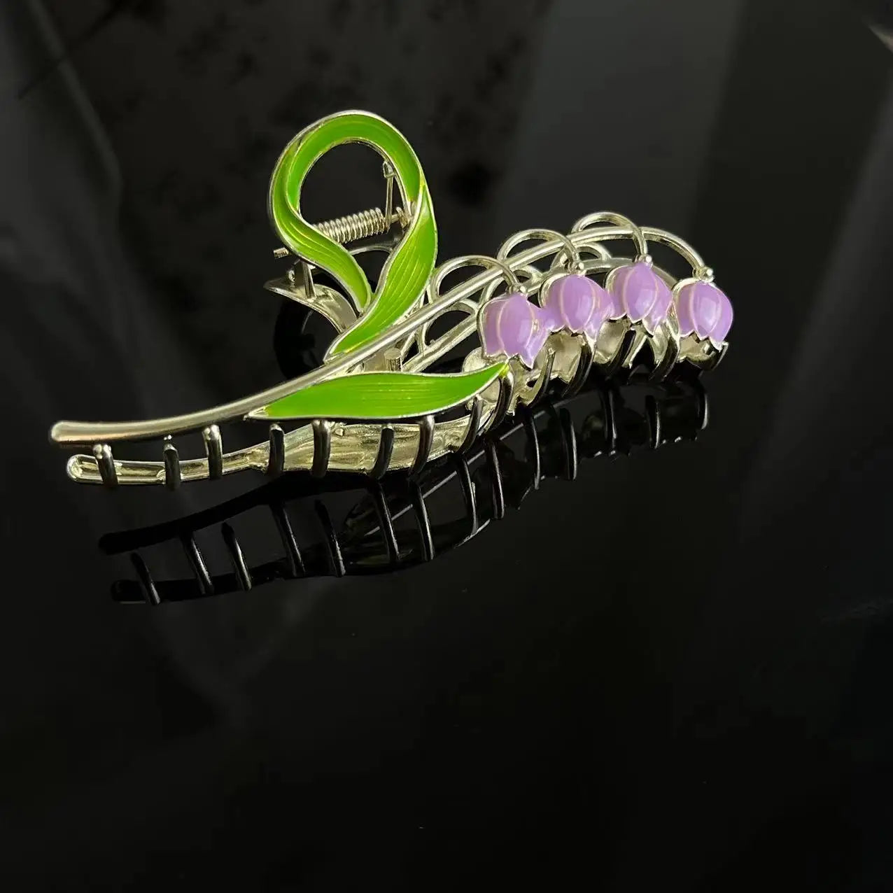 1PCS Bell Orchid Flowers Super Fairy Temperament Hair Accessories, Large Premium Feeling Scratch Clip, Autumn Hundred Shark Clip