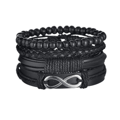 Multilayer Black Leather Jewelry Charm. Bracelets & Bangles for Men. - BLAKESTORE-NG