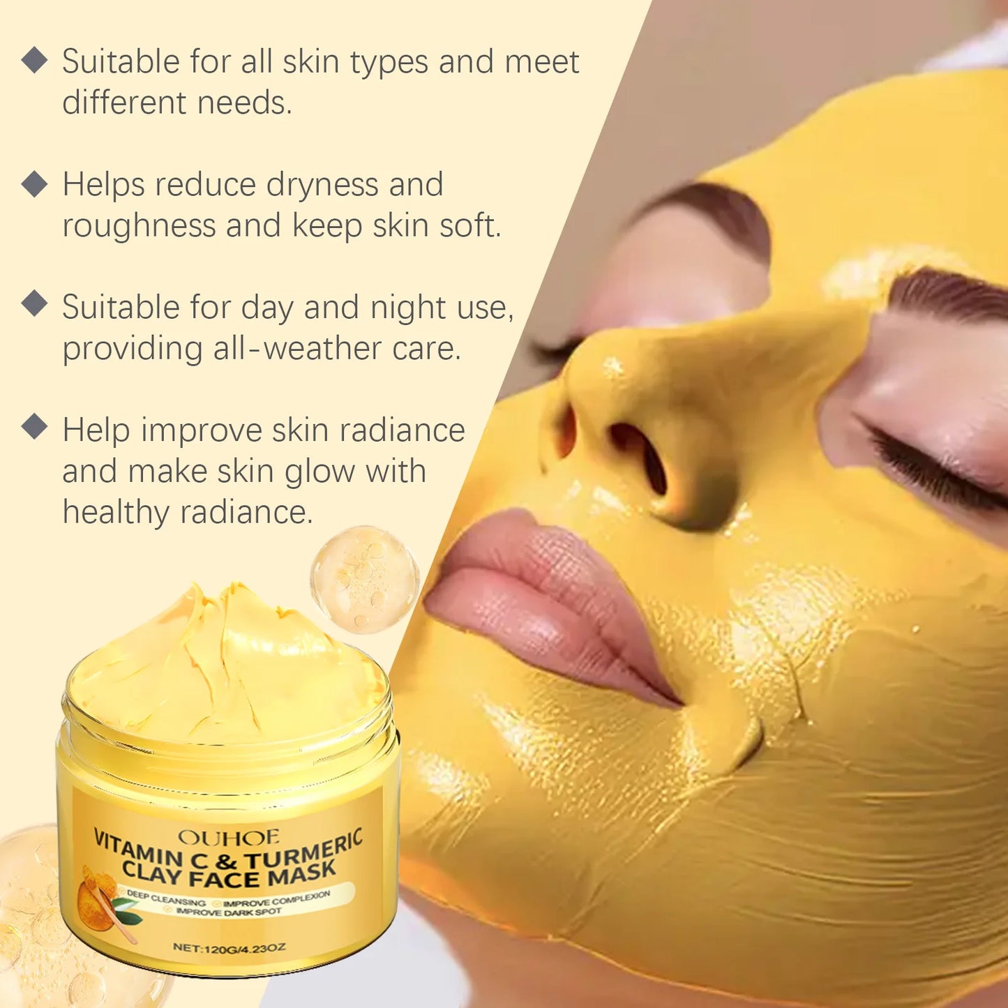 Turmeric VitaminC Clay Deep Cleansing Facial Mask.