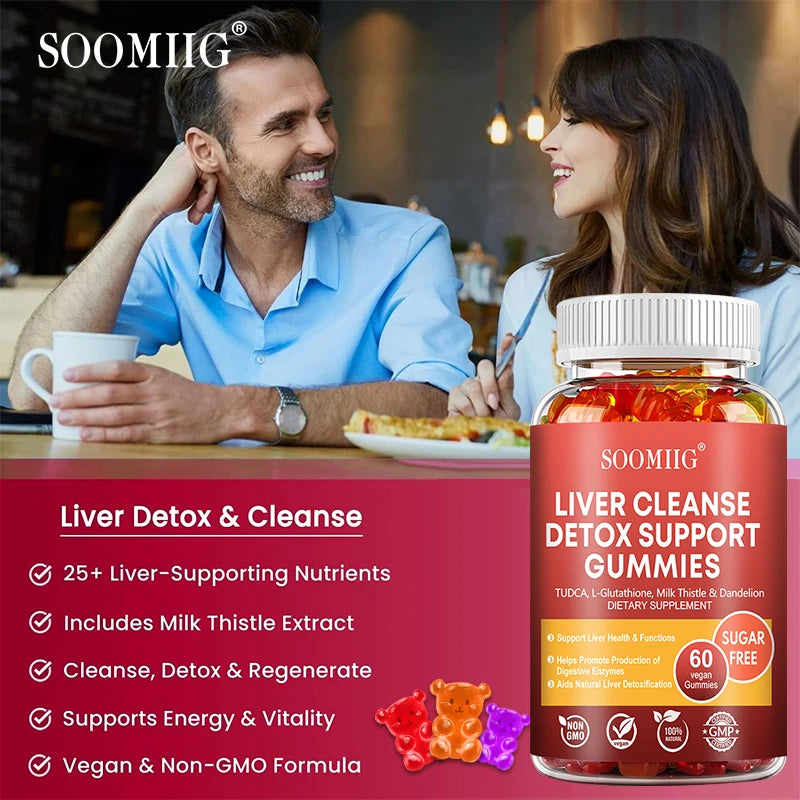 Liver Cleanse Detox Gummies + Liver Nutrients with Milk Thistle Extract.