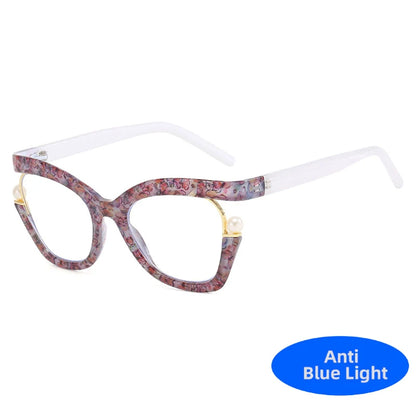 Unisex  Vintage Designer Pearl Cat Eye Optical Glasses