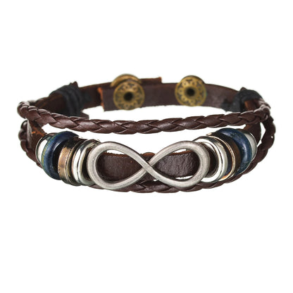 Multilayer Black Leather Jewelry Charm. Bracelets & Bangles for Men. - BLAKESTORE-NG