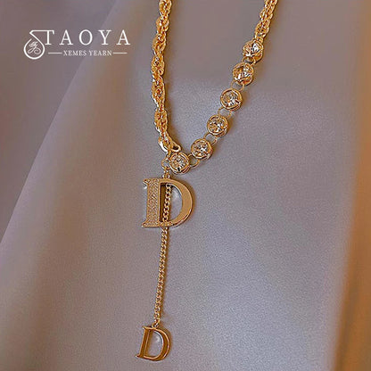 Gold Color Plated Necklace with classic D Letter Pendant.