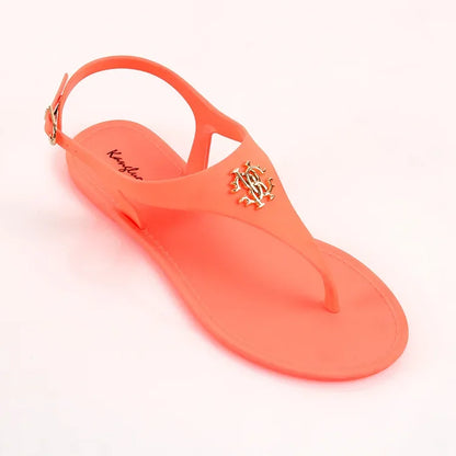 Women Summer Sandals Open Toe Jelly Flip Flops Non-slip Buckle Flat Sandals.