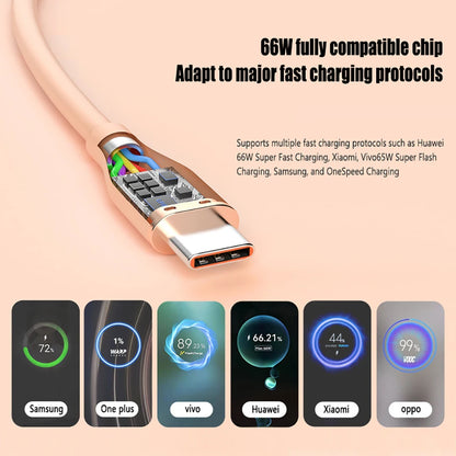 Liquid Silicon USB-Type C To C Fast Charging Cable 66W.