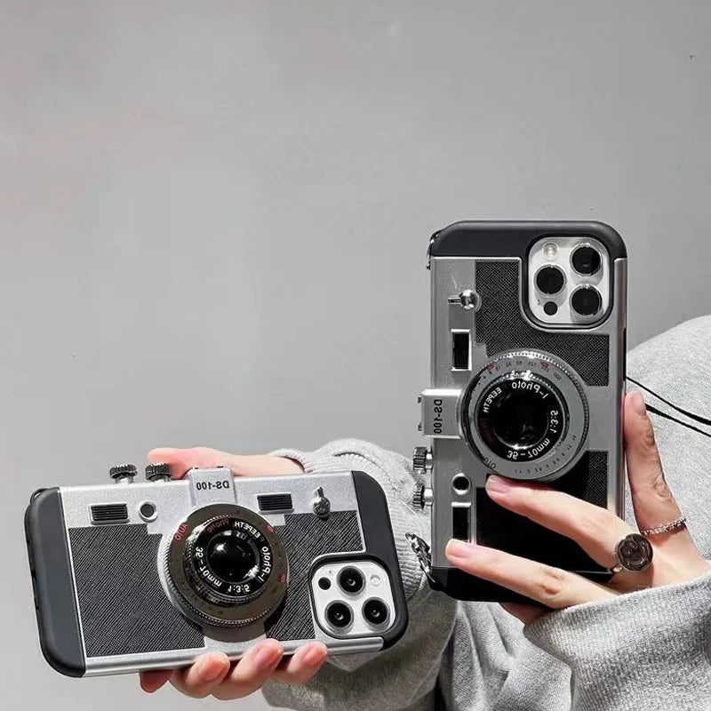 Emily In Paris 3D Retro Camera Leather Case for IPhone.