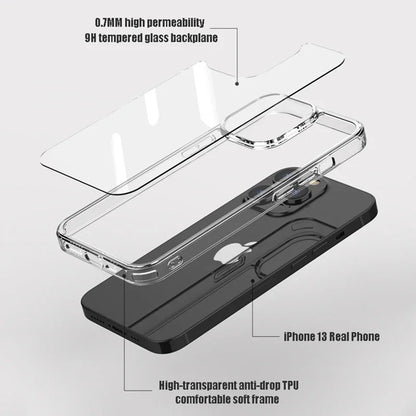 Luxury Tempered Glass Clear Case For iPhone.