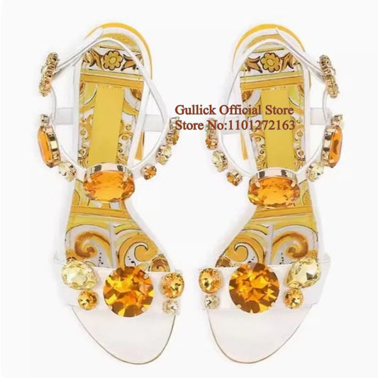 Bohemia Style Rhinestones Heels Sandals.