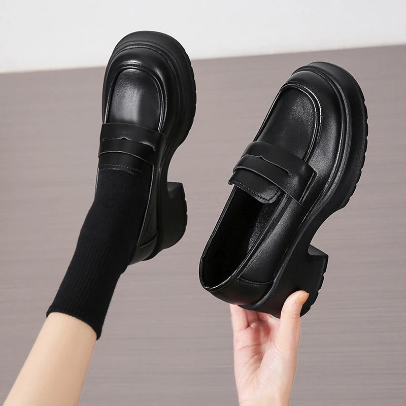 Women's Loafers Spring British Style Slip On Platform Shoes for Women.