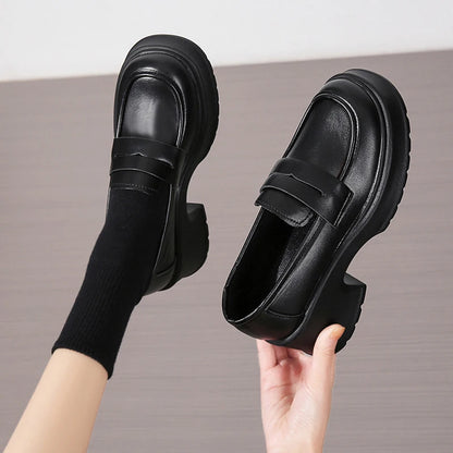 Women's Loafers Spring British Style Slip On Platform Shoes for Women.