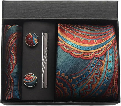100% Silk Necktie Paisley Floral Mens Tie.