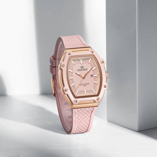 NAVIFORCE Barrel Women’s Watch | Silicone Strap Waterproof Sport Clock