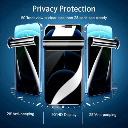 3Pcs Anti-Spy Hydrogel Film iPhone 16 15 14 13 12 11 Pro Max.