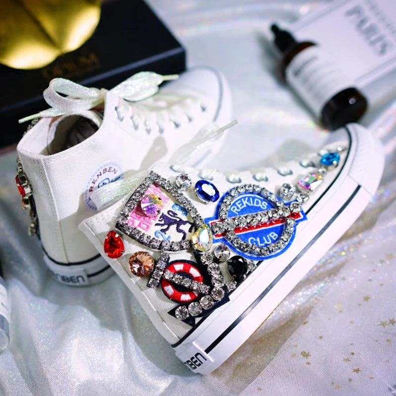 Woman Canvas Shoes Flat Platform Loafers.