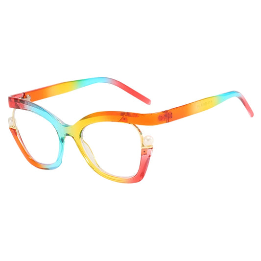Unisex  Vintage Designer Pearl Cat Eye Optical Glasses