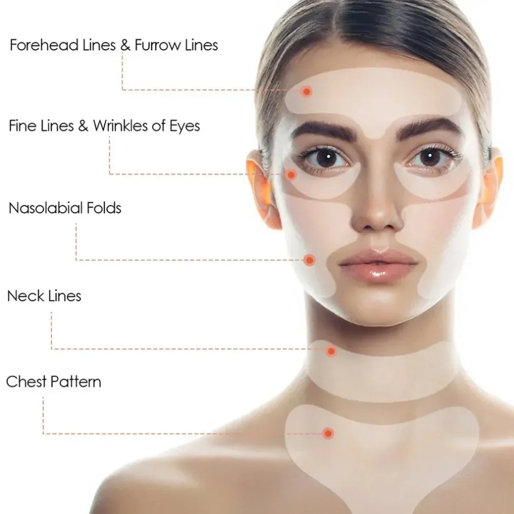 Reusable Silicone Wrinkle Removal Sticker. Forehead Neck Eye Wrinkle Removal Stickers. Anti Aging and Face Lifting Patches. - BLAKESTORE-NG