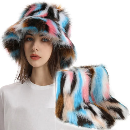 Women's Fur Snow Boots with Hat.
