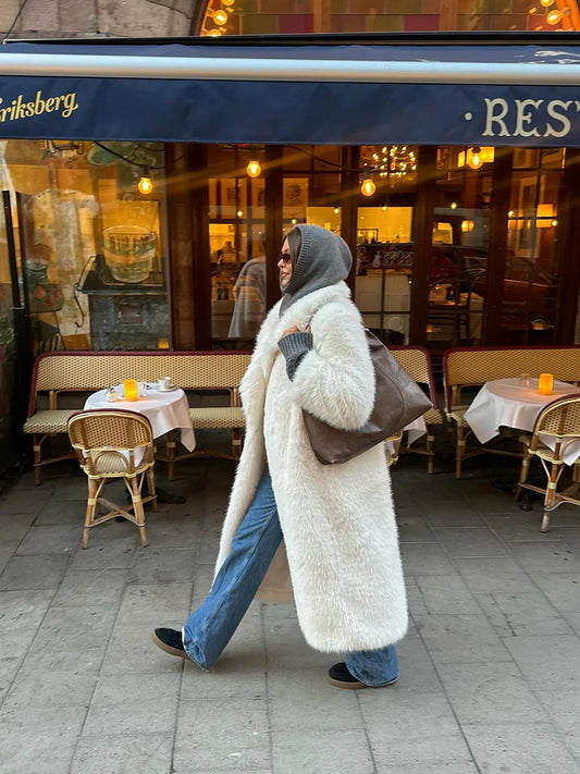 Premium White Faux Fur Maxi Coat