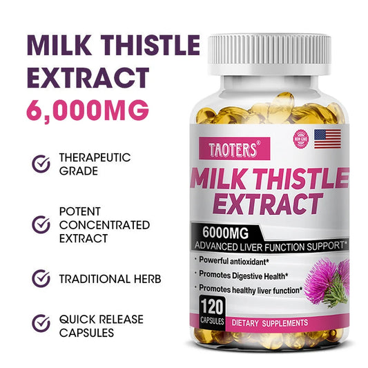 Milk Thistle 6000 mg Capsules for detoxification.