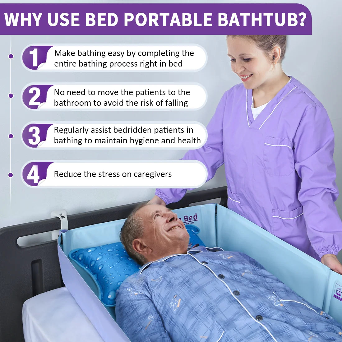 Portable in Bed Bathtub Medical Patient Shower Mattress.