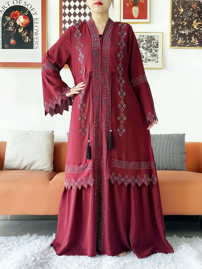 Luxury Design Open Abaya Muslim Women Dress.