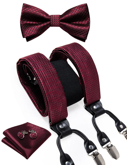 Stylish men’s suspenders pocket square cufflinks outfit