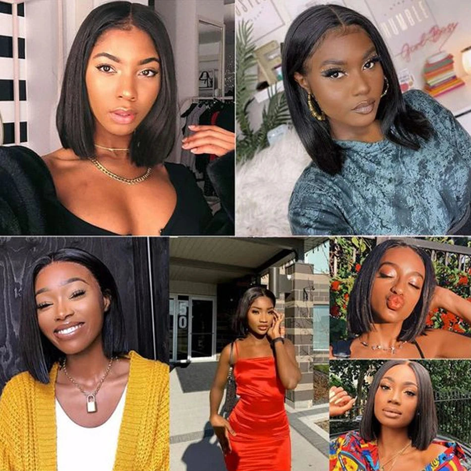 12A Ready To Go Bone Straight Bob Wig Lace Frontal 100% Human Hair. - BLAKESTORE-NG