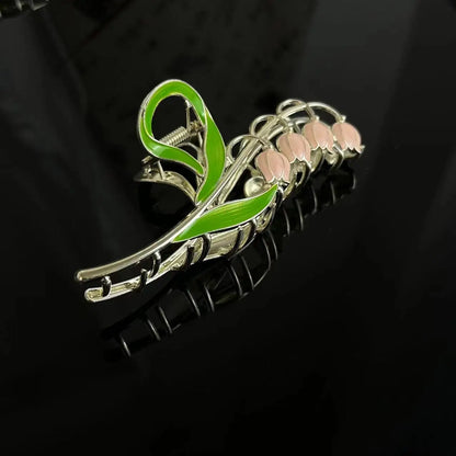 1PCS Bell Orchid Flowers Super Fairy Temperament Hair Accessories, Large Premium Feeling Scratch Clip, Autumn Hundred Shark Clip