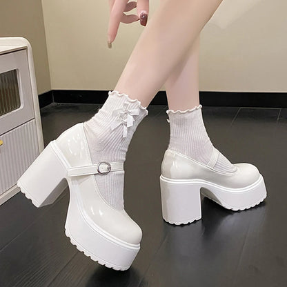 Chunky Platform High Heels Pumps Women.