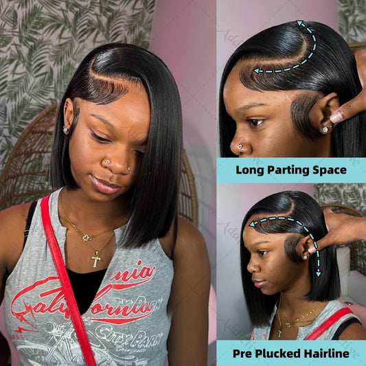 Straight Short Bob 13x4 Lace Frontal Wig - BLAKESTORE-NG
