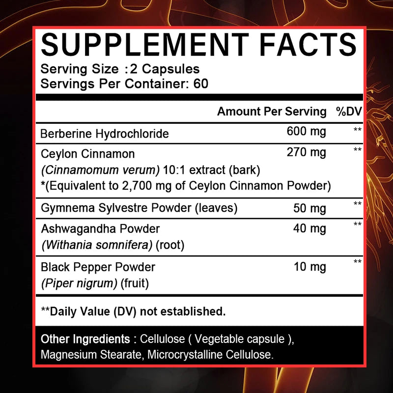 Berberine and Ceylon Cinnamon - Supports joints and cardiovascular system.