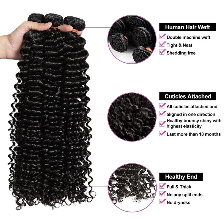 Unprocessed Raw Virgin 100% Human Hair Water Wave Extensions.