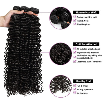 Unprocessed Raw Virgin 100% Human Hair Water Wave Extensions.