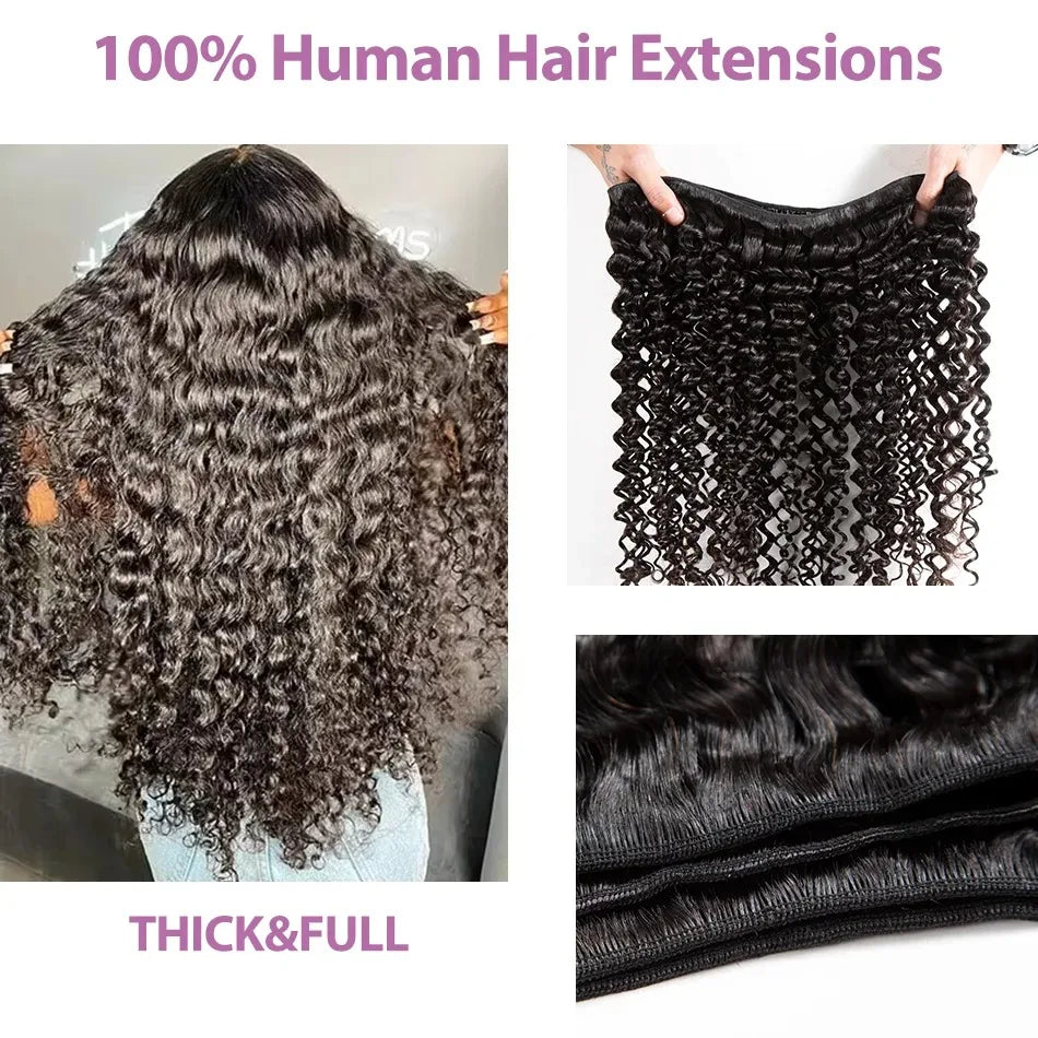 Unprocessed Raw Virgin 100% Human Hair Water Wave Extensions.