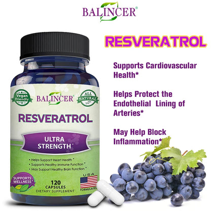Balincer Resveratrol Cardiovascular Health Support Capsule.