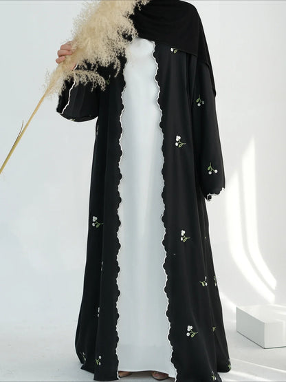 Muslim Women Abaya Embroidery Cardigan.